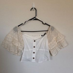 Cropped Eyelet Top